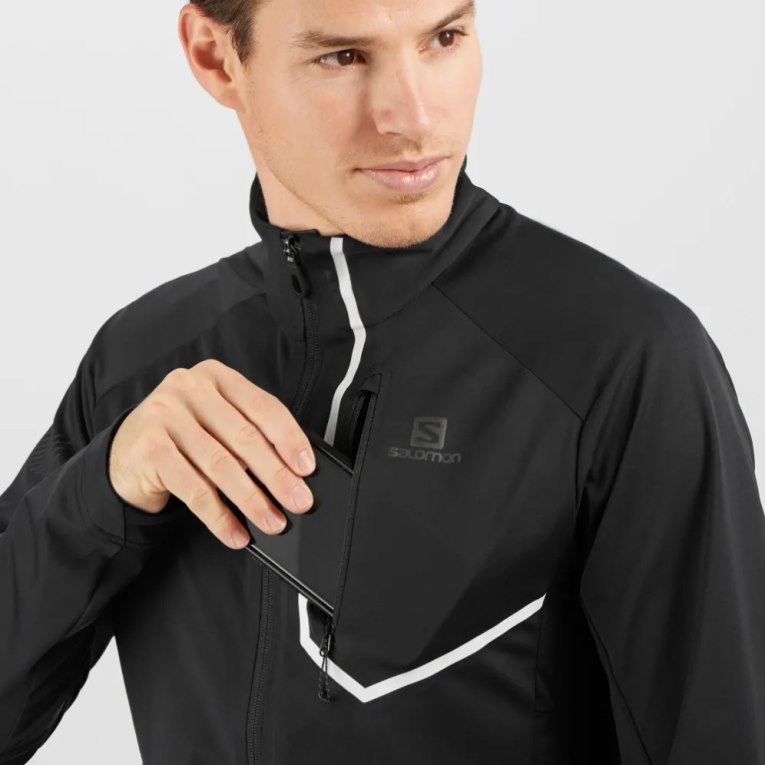 Black Salomon Gore Tex Infinium Windstopper Pro Men's Jackets | IE DE1587